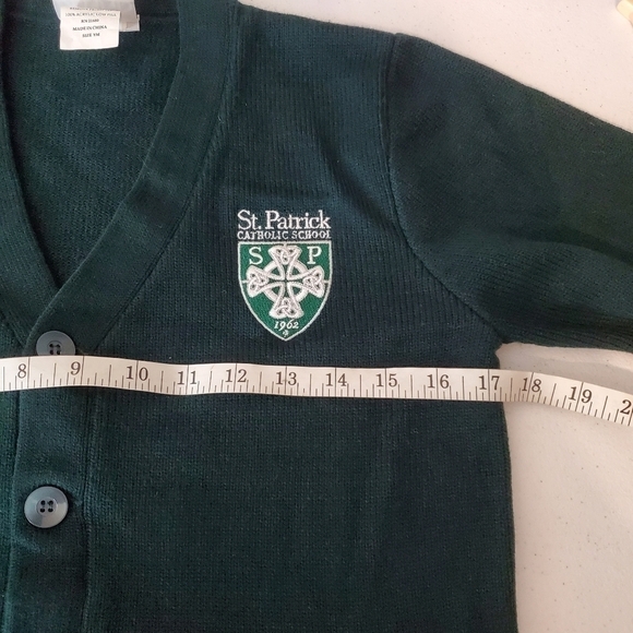 School Girl Cardigan St. Patrick Green Preppy XSP/ YM Dark Academia Vneck Patch - Picture 6 of 13